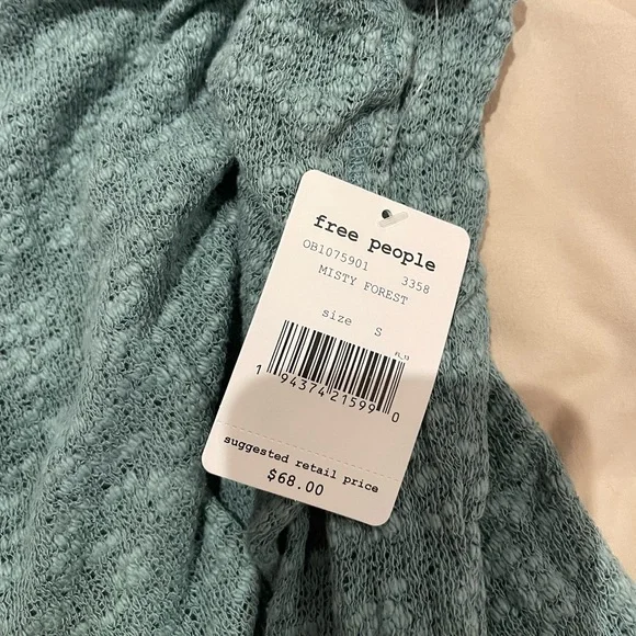 Free People Ocean Air Hacci Top Color Misty Forest - Picture 7 of 9